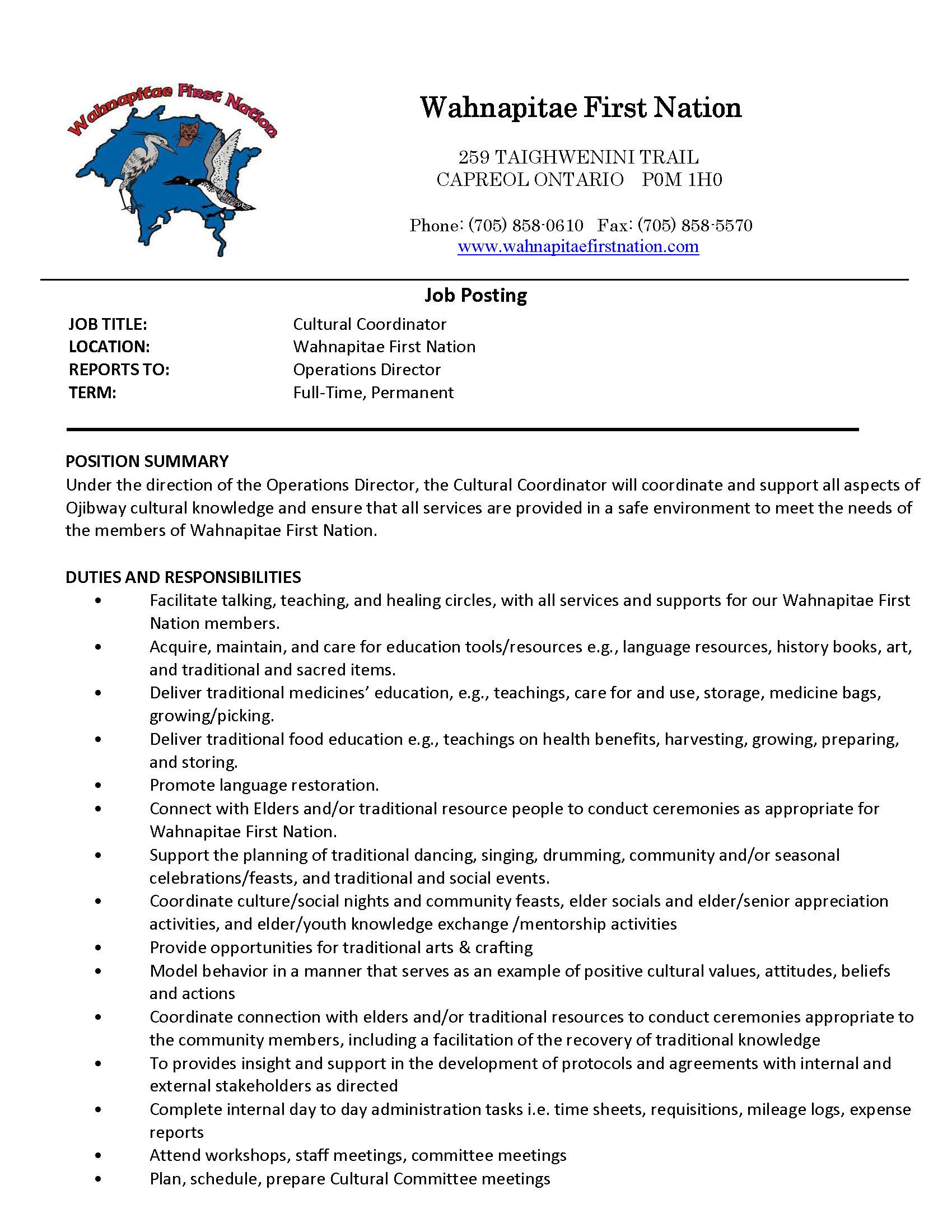 Cultural Coordinator Page 1