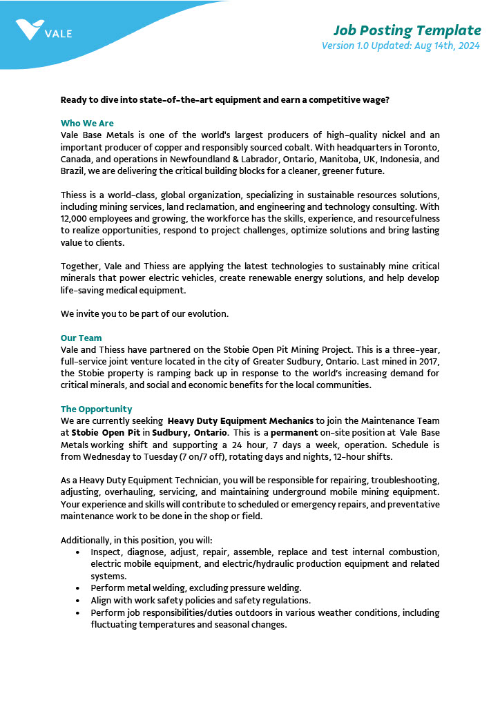 HDET Stobie Job Posting Template Last Updated May 2025 P1