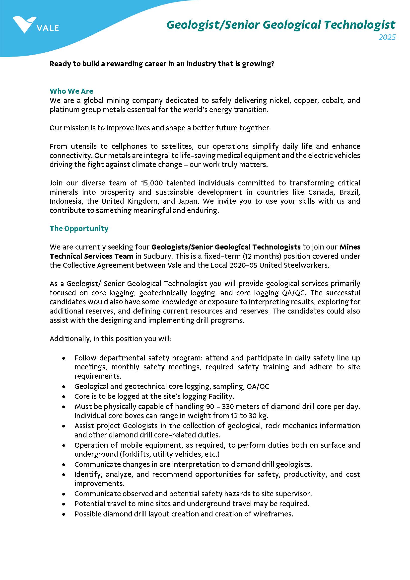 Job Posting Geologist Page 1