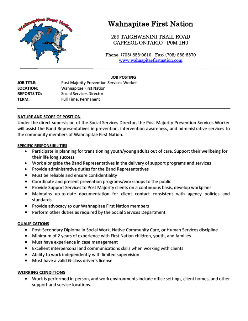 Post Majority Prevention Services Worker JP P1