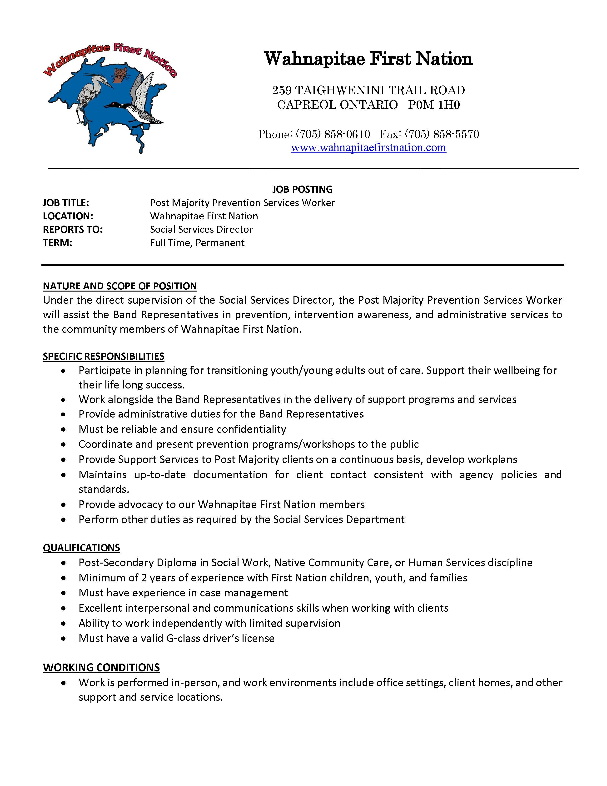 Post Majority Prevention Services Worker JP Page 1