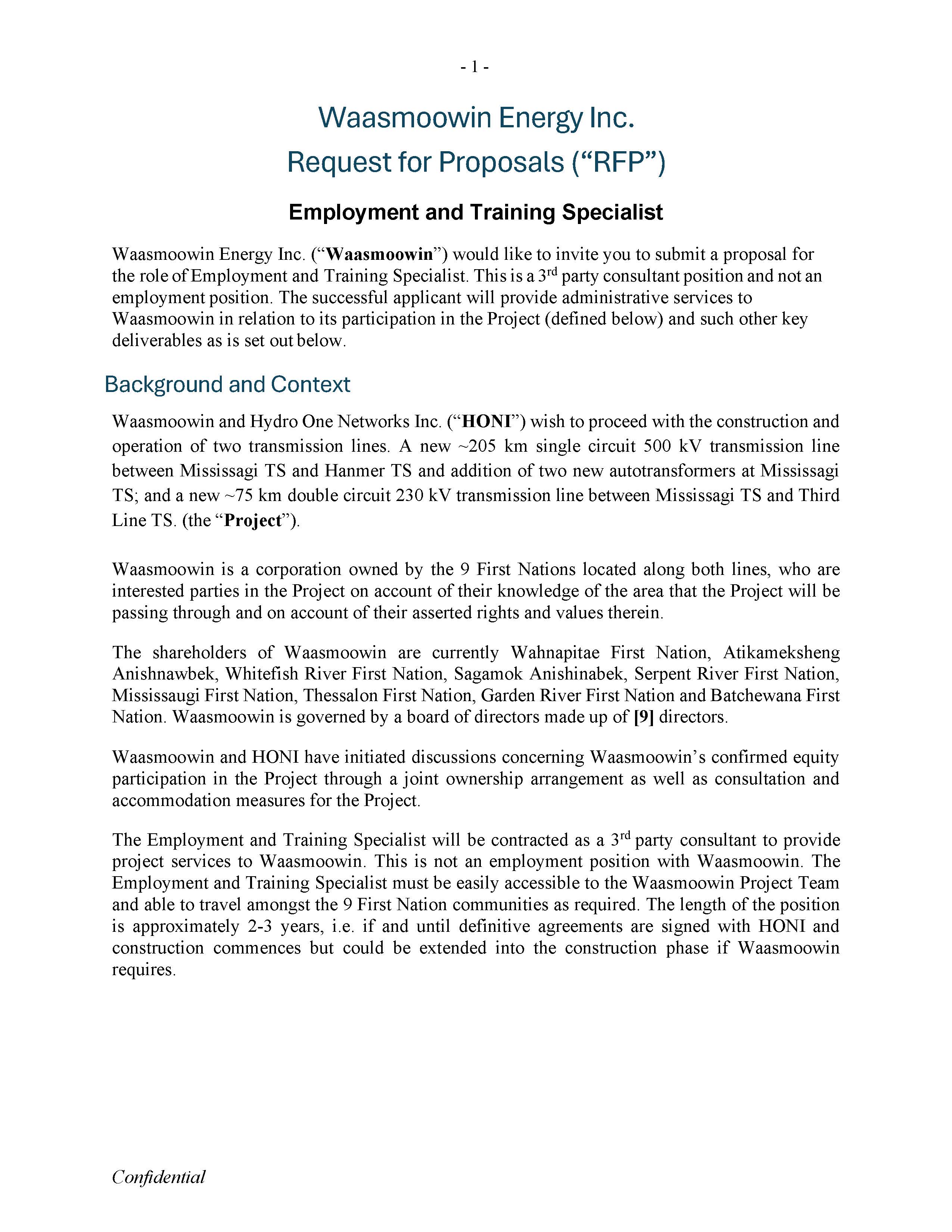 WEI RFP Employment and Training Specialist final 3APR2025 Page 1