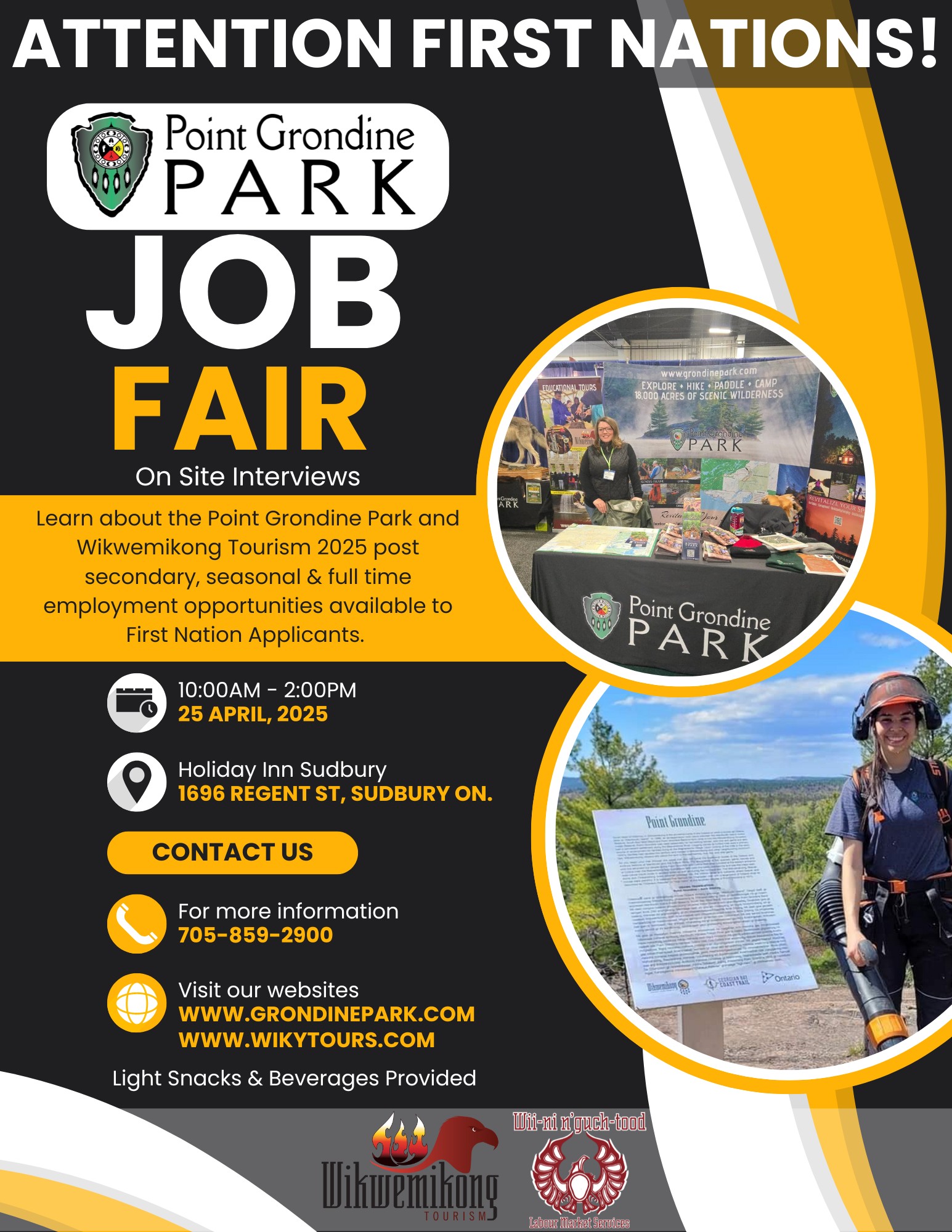 Point Grondine Park Job Fair - 1696 Regent Street, Sudbury, Ontario, April 25th from 10am to 2pm