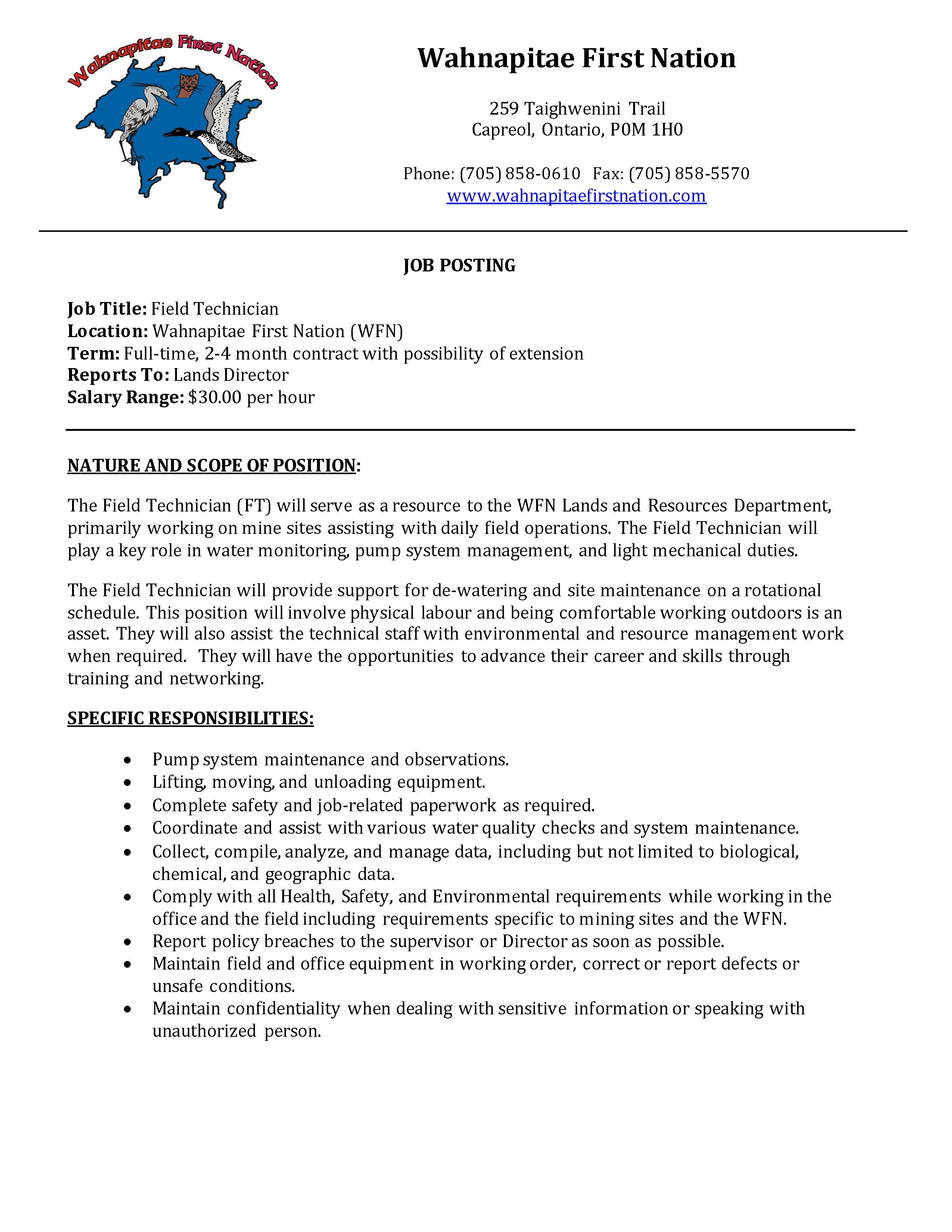 Field Technician Page 1