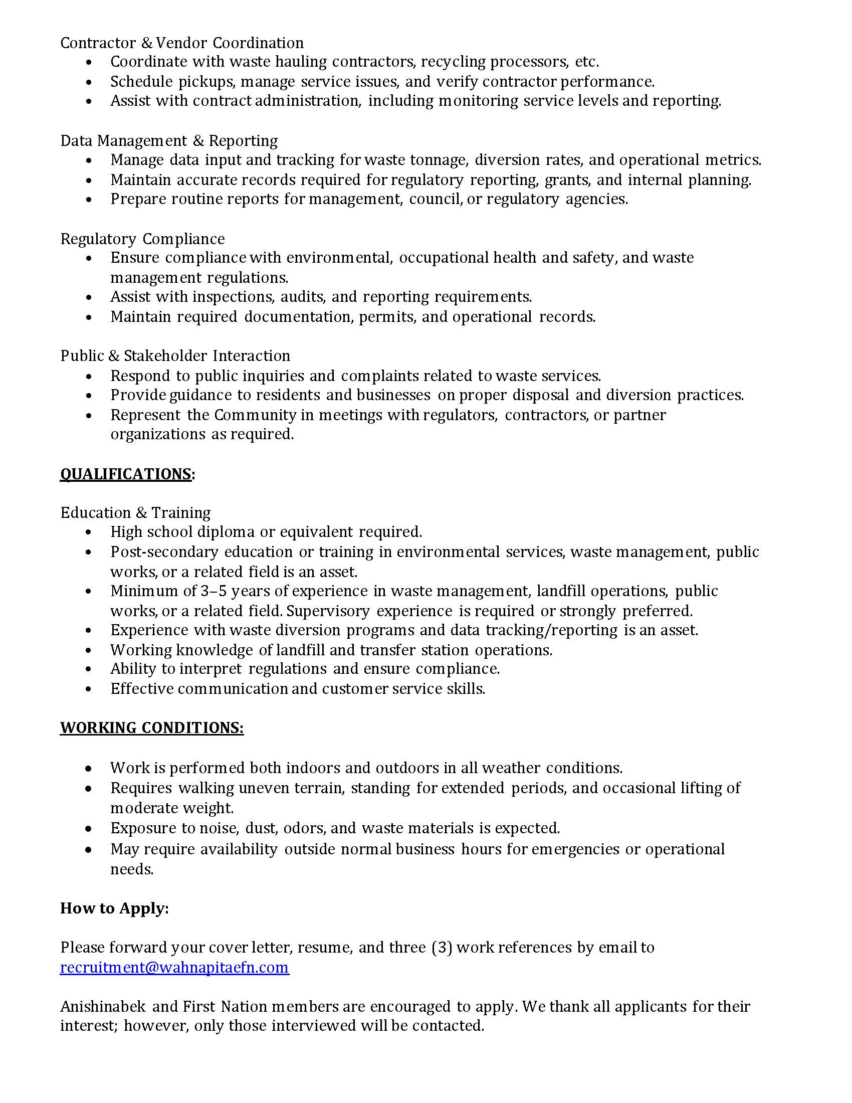 Waste Diversion Superintendent Page 2