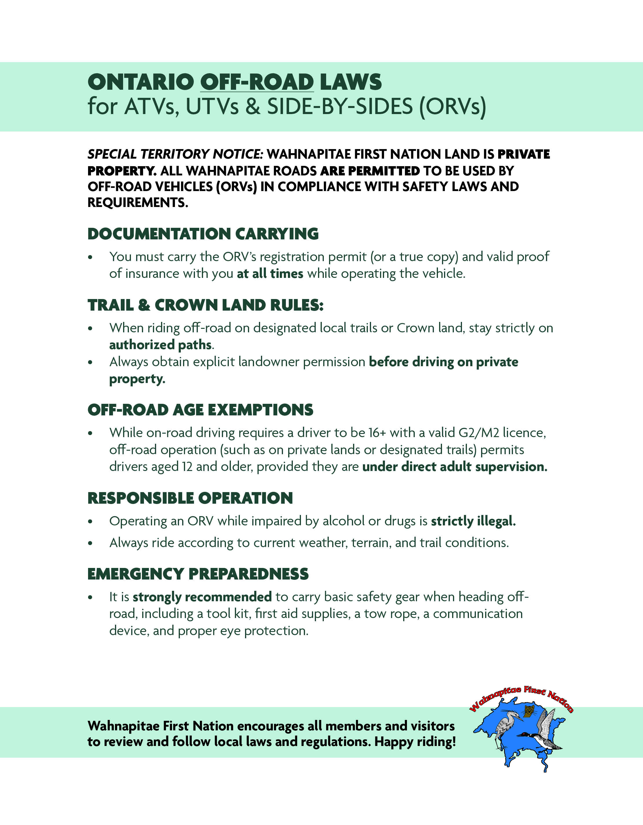 atv utv laws safety off roads sep2026
