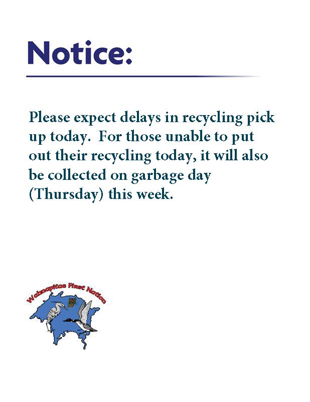 Recycling Pickup Delays Notice