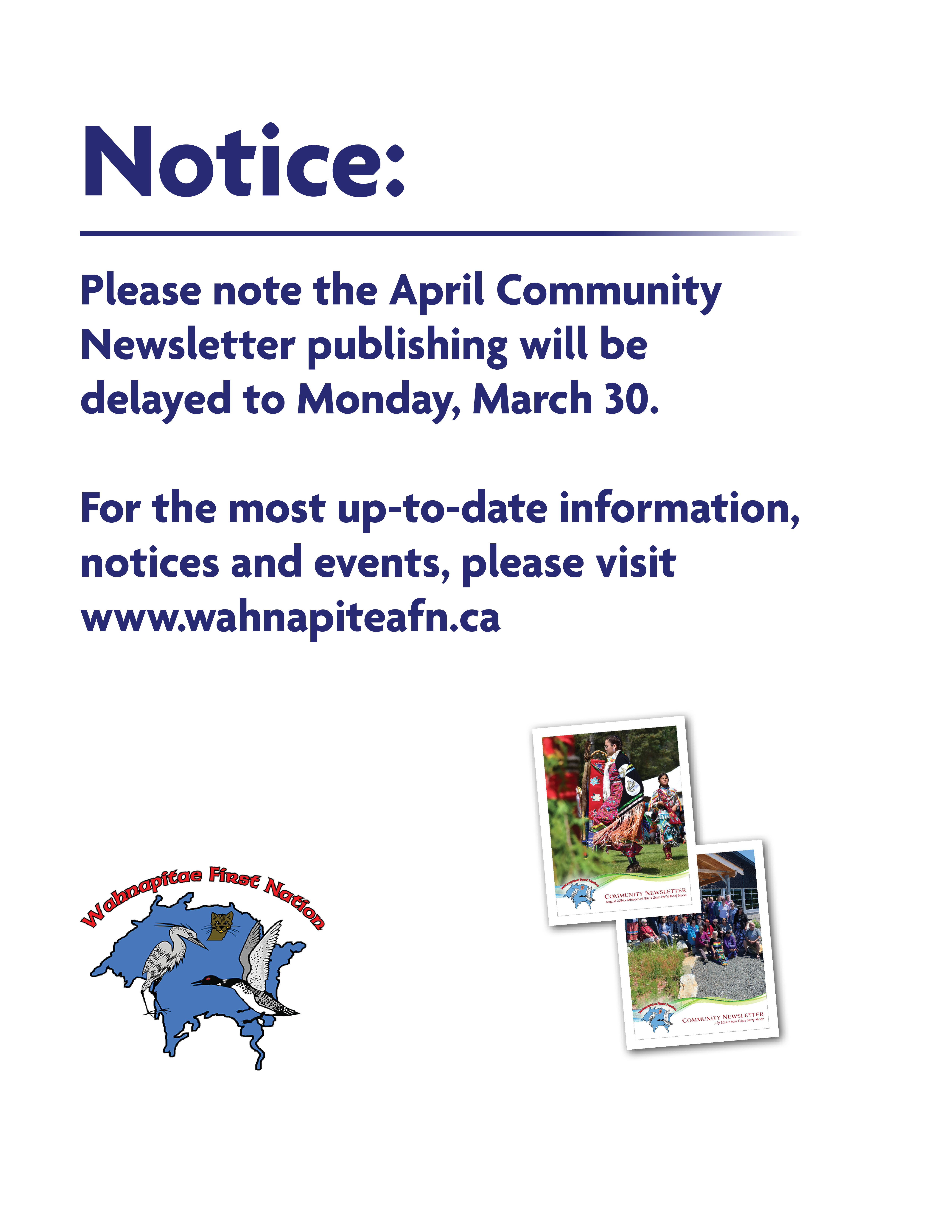 notice newsletter delay apr2026